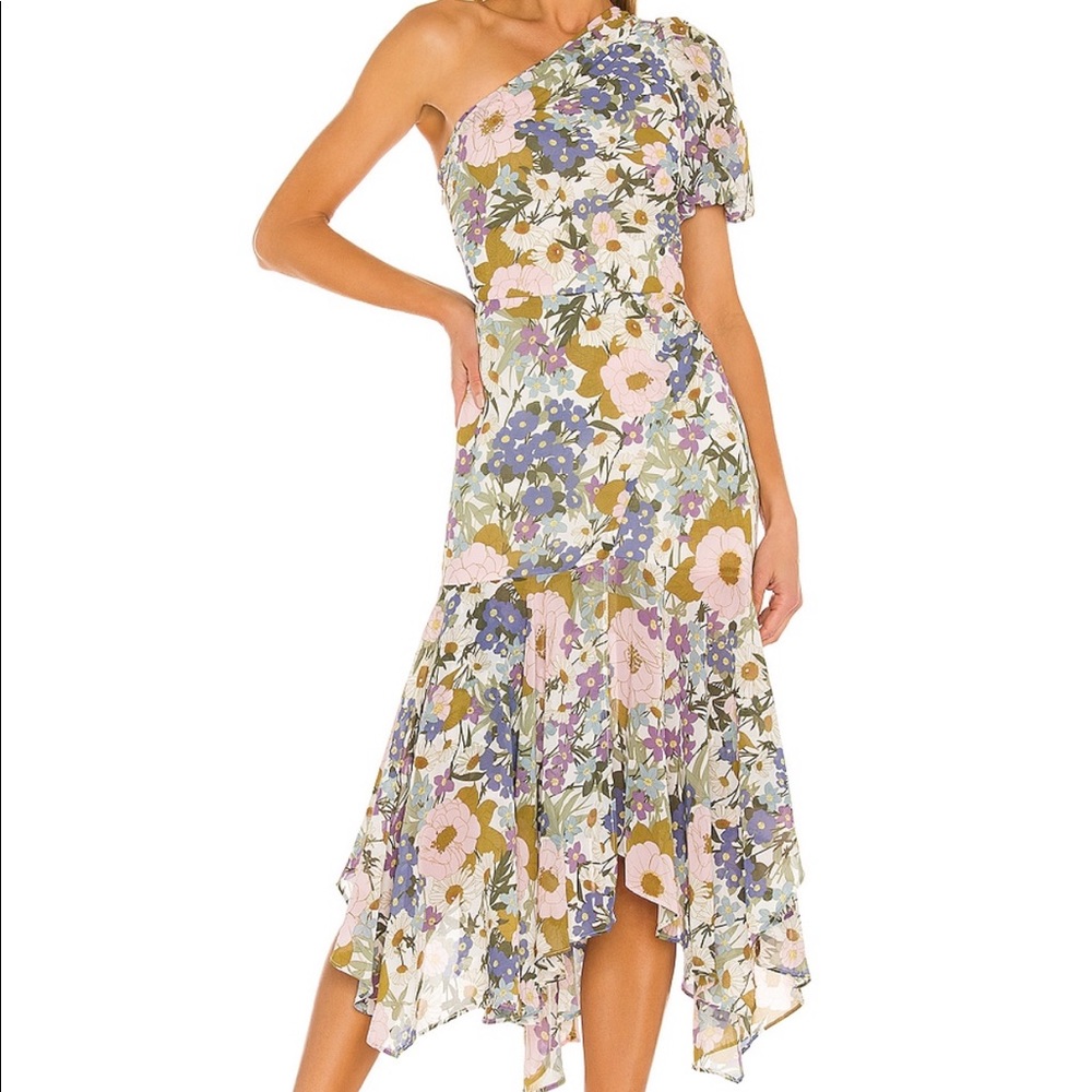 ASTR Santorini Asymmetrical Midi Dress